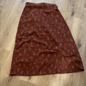 Chic Floral A-Line Skirt in Rich Brown
